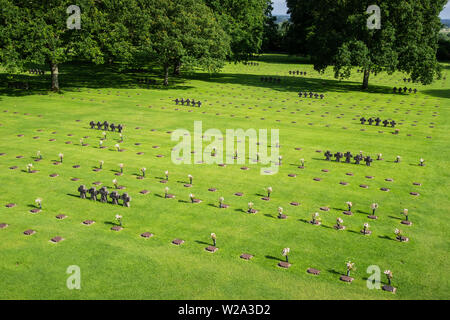 Aerial view of the German World War Two military cemetery, D-Day memorial, La Cambe, Normandy, France. Stock Photo