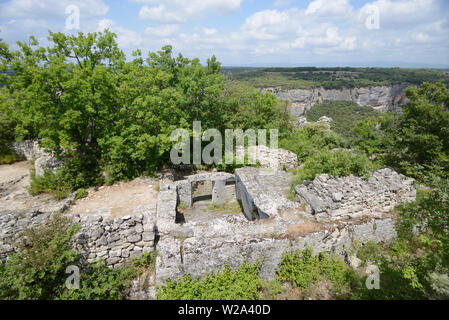 Ruined Stone-Carved House with Stone Lintel in Ruined Village of Buoux Fort Buoux Luberon Provence France Stock Photo