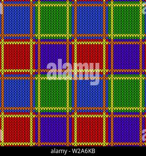 LGBTQ color abstract knitted pattern. Rainbow color seamless pattern. Design for sweater, scarf, comforter or clothes texture. Vector illustration Stock Vector