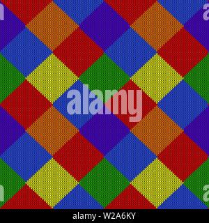 LGBTQ color abstract knitted pattern. Rainbow color seamless pattern. Design for sweater, scarf, comforter or clothes texture. Vector illustration Stock Vector