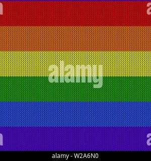 LGBTQ color abstract knitted pattern. Rainbow color seamless pattern. Design for sweater, scarf, comforter or clothes texture. Vector illustration Stock Vector