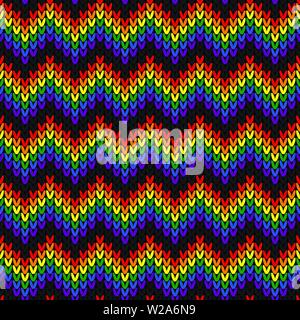 LGBTQ color abstract knitted pattern. Rainbow color seamless pattern. Design for sweater, scarf, comforter or clothes texture. Vector illustration Stock Vector