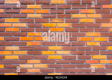 brown and orange brick pattern wall, brick wall background and texture Stock Photo