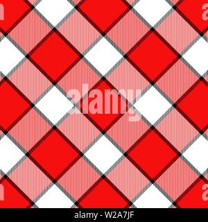 Tartan Pattern in Red and White . Texture for plaid, tablecloths, clothes, shirts, dresses, paper, bedding, blankets, quilts and other textile product Stock Vector