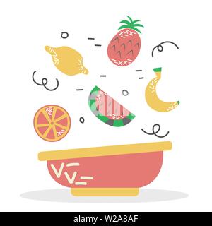 A plate of fruit smoothie bowl. Proper diet. Vitamin food. Isolated vector illustration. Stock Vector