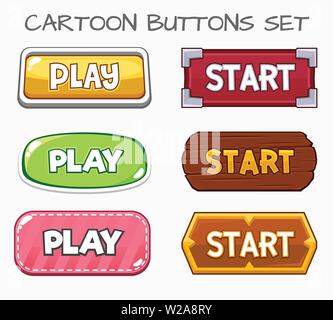 Cartoon buttons set game.Vector illustration Stock Vector