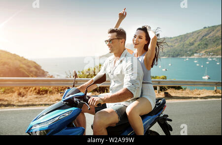 Relaxed, young couple on an asian journey Stock Photo