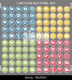 Cartoon button set game pack, GUI element for mobile gameCartoon buttons set game GUI elements for mobile games Stock Vector