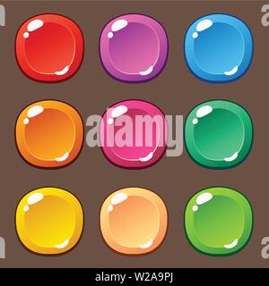 Cartoon button set game, GUI element for mobile game Stock Vector