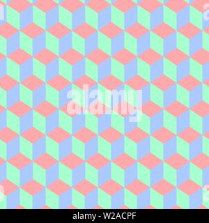 Colored cube seamless pattern. Endless multicolored cubic background. Stock Vector