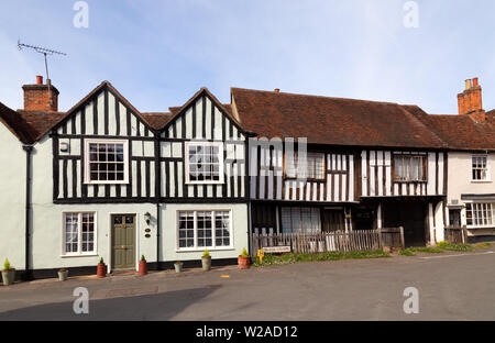 Castle Hedingham village street scene with medieval houses, Castle Hedingham, Essex UK Stock Photo