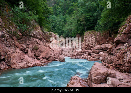 Granite canyon of the river Belaya. Monument of nature. Located in Russia, in the mountains of the North Caucasus. Stock Photo