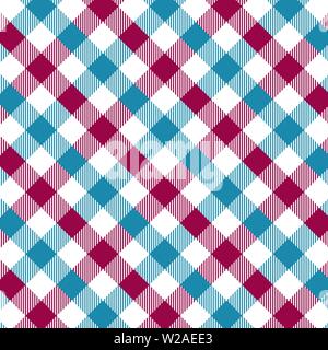 Red and Cyan Gingham pattern. Texture from rhombus/squares for - plaid, tablecloths, clothes, shirts, dresses, paper, bedding, blankets, quilts and ot Stock Vector