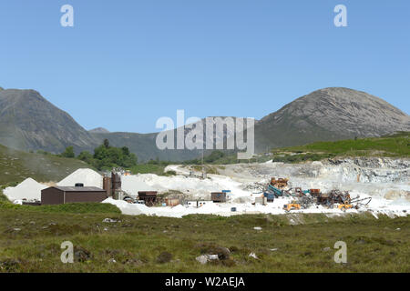 Marble mined and crushed at Torrin quarry, produces agricultural lime, pebble dash for housing, ready-mix concrete products and some decorative stone. Stock Photo