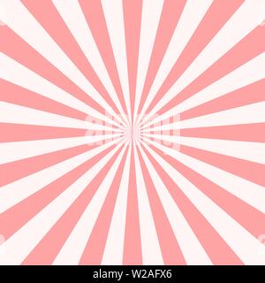 Sweet pink candy retro sunburst background. Sun and rays. Vector illustration Stock Vector