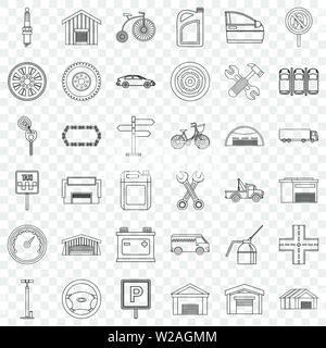 Truck icons set, outline style Stock Vector