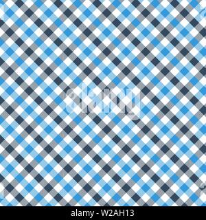 Blue and Black Gingham pattern. Texture from rhombus/squares for - plaid, tablecloths, clothes, shirts, dresses, paper, bedding, blankets, quilts and Stock Vector
