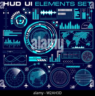 Set of futuristic graphic user interface HUD Stock Vector