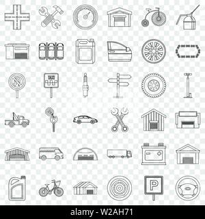 Towing icons set, outline style Stock Vector