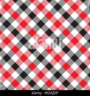 Black and Red Gingham pattern. Texture from rhombus/squares for - plaid, tablecloths, clothes, shirts, dresses, paper, bedding, blankets, quilts and o Stock Vector