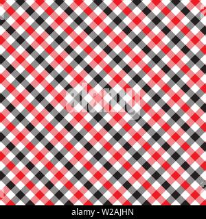 Black and Red Gingham pattern. Texture from rhombus/squares for - plaid, tablecloths, clothes, shirts, dresses, paper, bedding, blankets, quilts and o Stock Vector