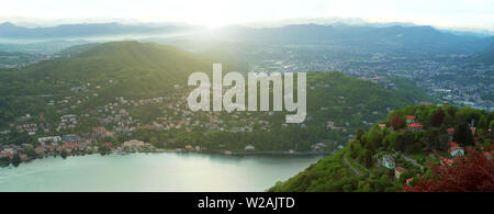 Beautiful view of Como town from Brunate mountain in Italy. Stock Photo