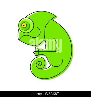 Chameleon Icon. Cartoon Illustration Of Walking Chameleon Ready For Your Design, Greeting Card Banner Stock Vector