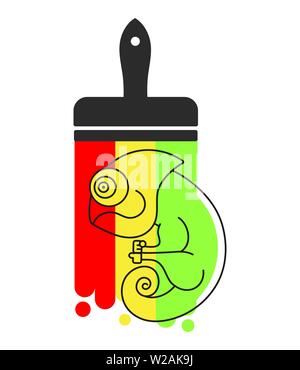 Chameleon Icon. Cartoon Illustration Of Walking Chameleon Ready For Your Design, Greeting Card Banner Stock Vector