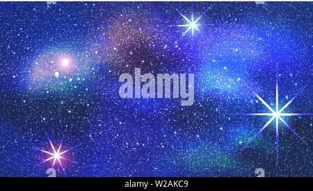 Colorful Nebula in Space Background. Vector illustration.Modern Flat Background. Mobile Web Design Template. Space Travel Stock Vector