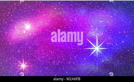 Colorful Nebula in Space Background. Vector illustration. Modern Flat Background. Mobile Web Design Template. Space Travel Stock Vector