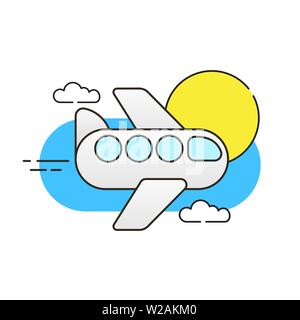Plane In The Sky On White Background Vector Image Ready For Your Design, Greeting Card Stock Vector