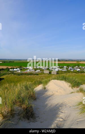 Godrevy Caravan and Motorhome Club site at Godrevy in Cornwall Stock Photo