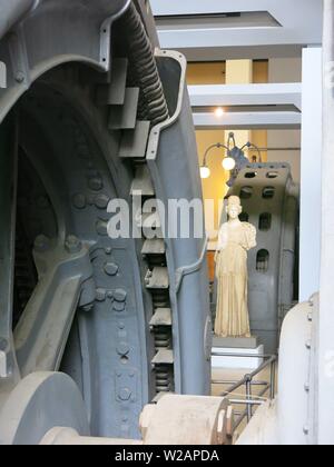 The Centrale Montemartini museum in Rome displays Roman statues, sarcophagi and mosaics in a former industrial thermoelectric power plant Stock Photo