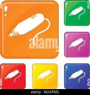 Mini hand drill icons set vector color Stock Vector