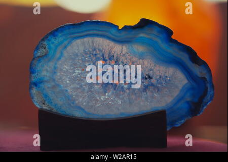 blue agate gem stone closeup background Stock Photo