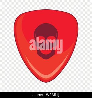 Red guitar pick with a skul icon, cartoon style Stock Vector