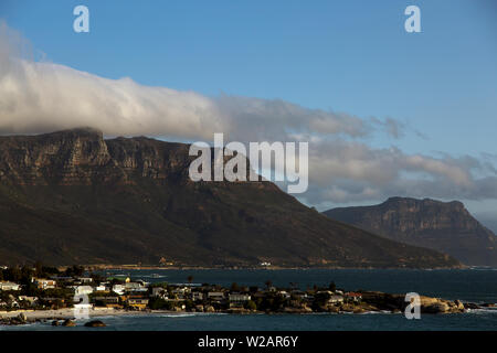 Table Mountain in the distance as seen from Clifton Beach, Capetown, South Africa Stock Photo