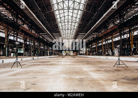 Huge empty factory hall, Budapest, Hungary Stock Photo