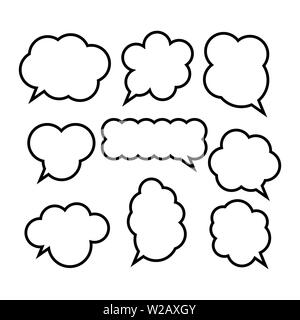 Set of comic speech bubbles. Vector illustration, element vintage design, pop art style. Stock Photo