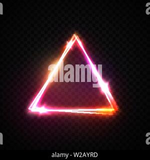 Triangle neon sign on transparent background. Stock Vector