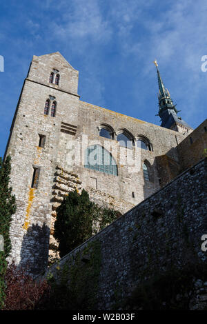 Outdoors of abbey of Mont Saint-Michel in Normandy Stock Photo