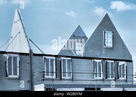Gable house shell construction - New residential building under construction Stock Photo