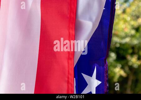 American flag close up on summer background Stock Photo