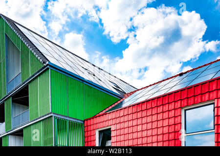 New construction with roof solar panels Stock Photo