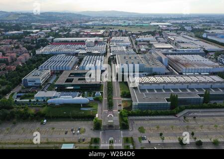 Maranello, Modena, Italy - Aerial view of Ferrari car factory complex Stock Photo