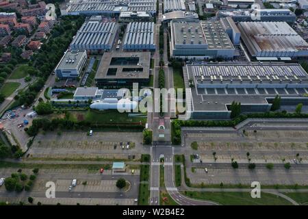 Maranello, Modena, Italy - Aerial view of Ferrari car factory complex Stock Photo