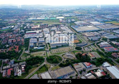 Maranello, Modena, Italy - Aerial view of Ferrari car factory complex Stock Photo