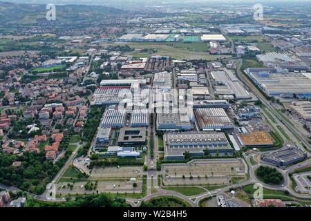 Maranello, Modena, Italy - Aerial view of Ferrari car factory complex Stock Photo