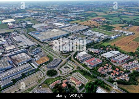 Maranello, Modena, Italy - Aerial view of Ferrari car factory complex Stock Photo