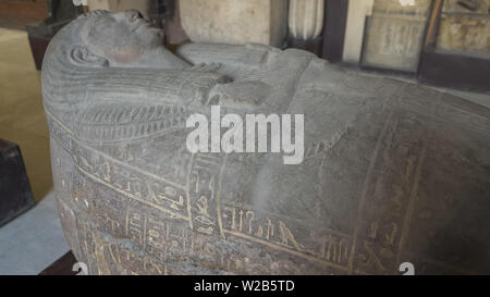 CAIRO, EGYPT- SEPTEMBER, 26, 2016: shot of an egyptian stone sarcophagus in cairo Stock Photo